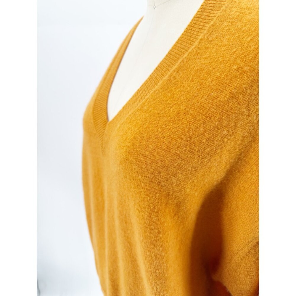 Crush Cashmere Malibu Sunshine V Neck Sweater in Orange 3 - Picture 6 of 13